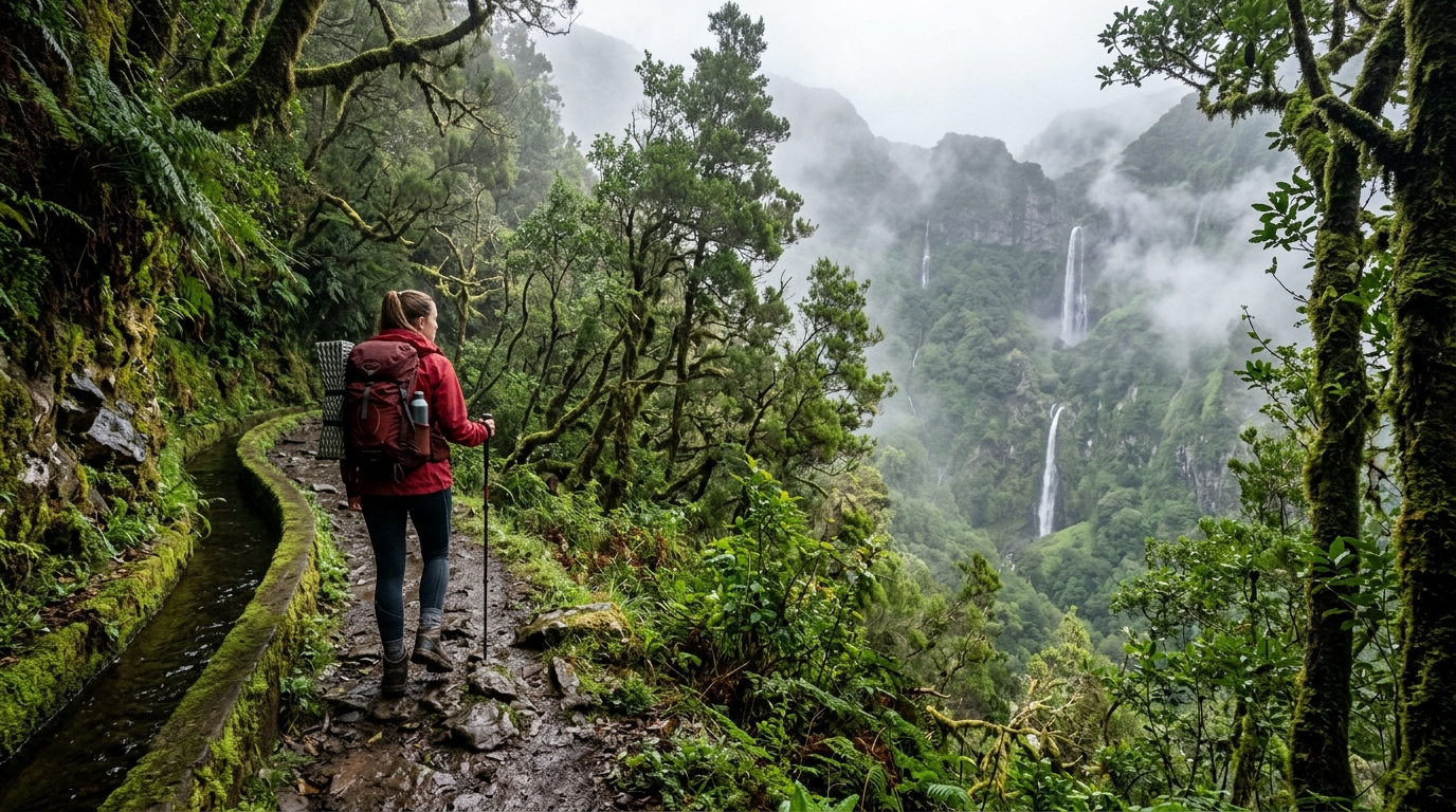 Trilho de levada na Floresta Laurissilva da Madeira